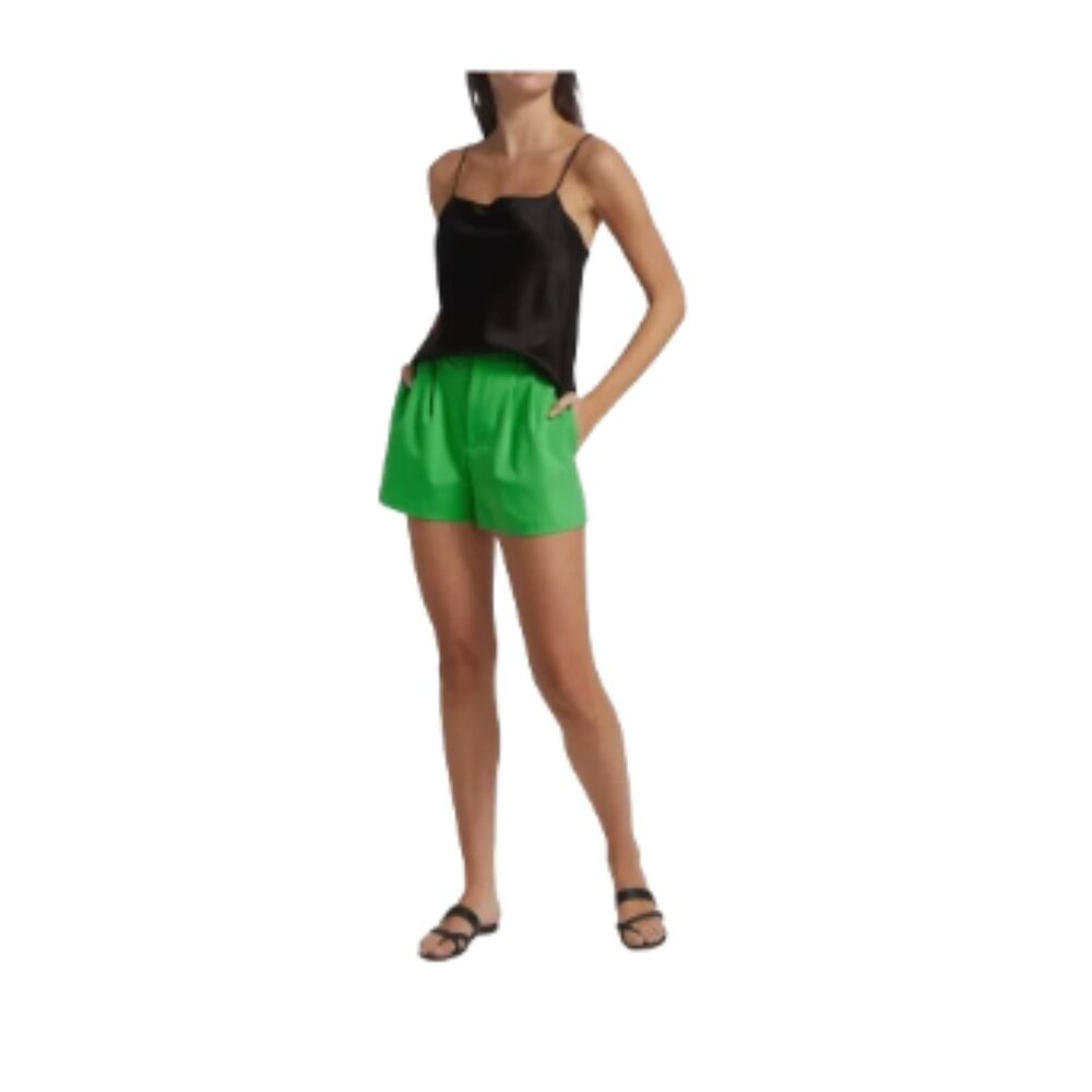 Alice + Olivia Conry Pleated Shorts in Garden Green - Picture 2 of 7